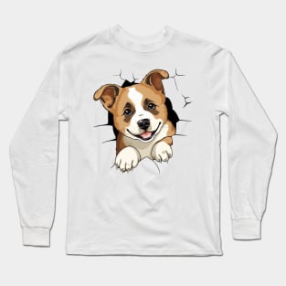 Baby Akita Dog Peeking Long Sleeve T-Shirt